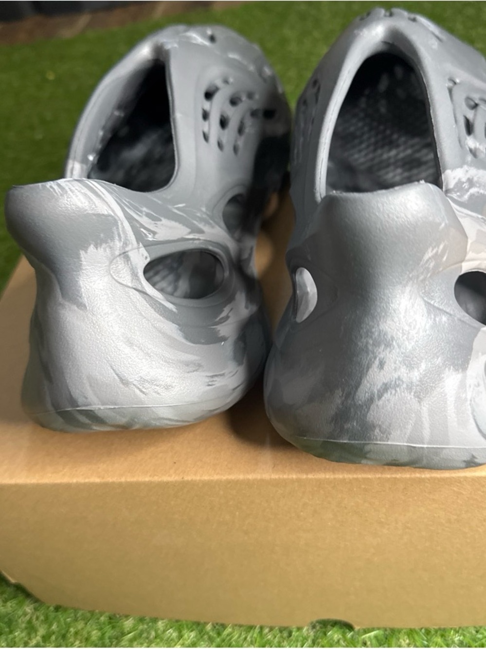 adidas Grey Marble Foam Slip-On Sneakers - Picture 3 of 5